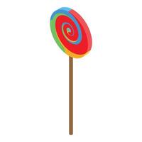Round swirl lollipop with colorful stripes isometric view vector