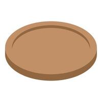 Empty round wooden serving tray isometric view vector