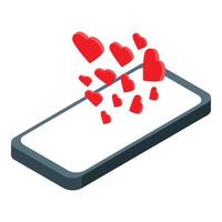 Smartphone showing love spreading with hearts floating vector