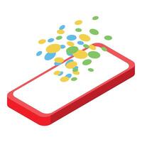 Smartphone emitting colorful bubbles representing data transfer vector