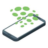 Smartphone generating green dots mobile data transfer concept vector