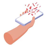 Smartphone breaking in hand showing loss of connection vector