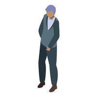 Businessman standing is looking down isometric icon vector