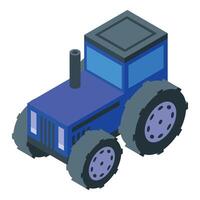 Blue tractor standing in isometric view vector
