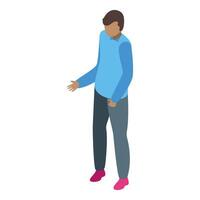 Young man gesturing while explaining something isometrically vector