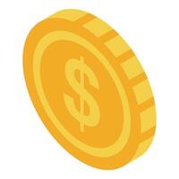 Gold coin rotating showing dollar sign wealth concept vector