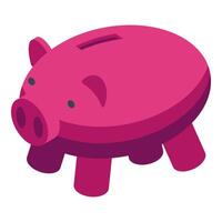 Pink piggy bank standing on white background vector