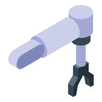 Robotic arm picking up object in modern factory vector