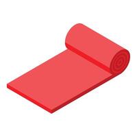 Red carpet rolling out from a roll isometric view vector