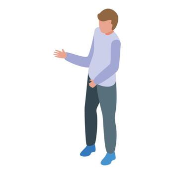 joven hombre gesticulando mientras explicando alguna cosa vector
