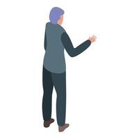 Businessman showing something with hand gesturing isometric icon vector