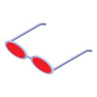 Red lens round sunglasses isometric view with white background vector