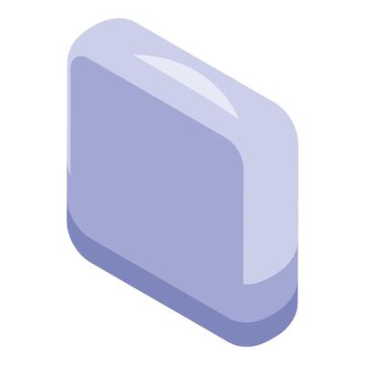 Purple rounded square button isometric asset
