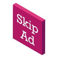 Skip ad button showing concept of online advertisement vector