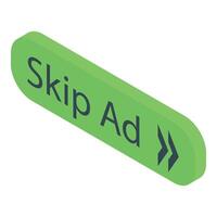 Green skip ad button showing online advertisement vector