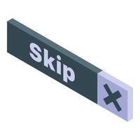 Skip button is depicted with cross mark showing stop or delete vector