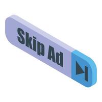 Skip ad button is enabling user to avoid watching promotion vector
