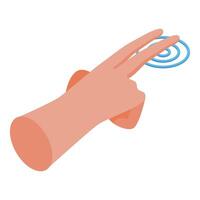 Hand touching digital screen using two fingers vector