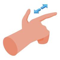 Hand gesturing with two fingers representing zoom in feature vector
