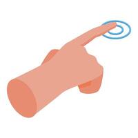 Hand pointing touching virtual augmented reality button isometric vector