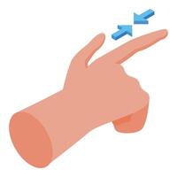Hand gesturing with two fingers for multi touch zooming effect vector