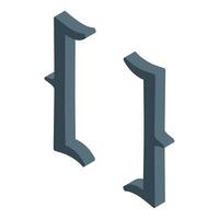 Isometric font design style with uppercase letter i shape vector