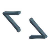 Isometric left and right angle bracket icon set vector