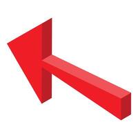 Red 3d arrow pointing left down representing decline concept vector