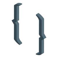 Pair of curly brackets isometrically projected on white background vector