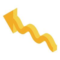 Yellow arrow showing growth on a wavy line chart vector