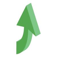 Green 3d arrow pointing up representing growth and success vector