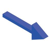 Blue 3d arrow pointing down representing negative trend vector