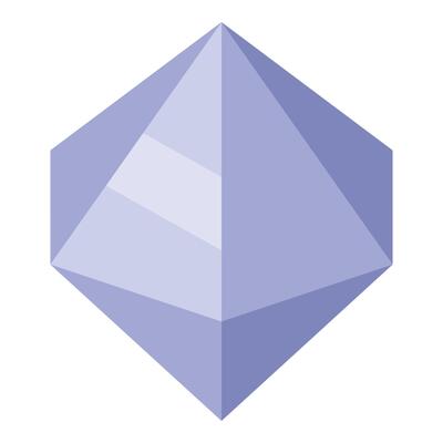 Violet geometric shape resembling a crystal with triangular facets