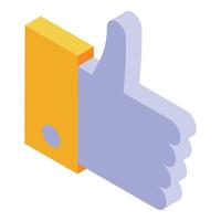 Hand showing thumbs up gesture in isometric view vector