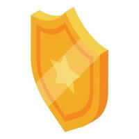 Golden shield with star providing protection and security vector