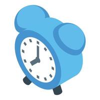 Blue alarm clock showing time passing isometric icon vector