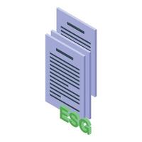Esg environmental social governance policy documents stack isometric icon vector