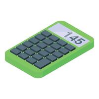Green calculator showing number 145 on display is calculating result vector