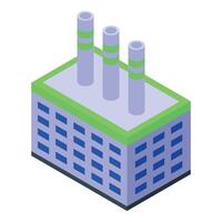 Isometric factory building emitting pollution from chimneys vector