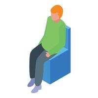 Young man sitting on chair relaxing at home vector