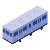 Modern subway train waggon standing on rails isometric view vector