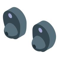 Wireless earbuds lying on white background in isometric view vector