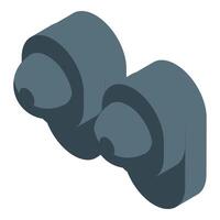 Robot face with big eyes expressing curiosity in isometric view vector