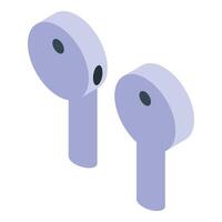 Wireless earbuds lying on white background isometric view vector