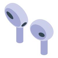 Wireless earbuds lying on white background isometric view vector