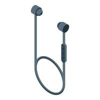 Modern wireless earphones connecting using bluetooth technology vector