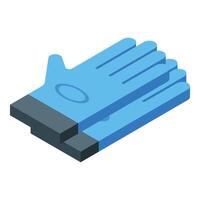 Blue working gloves lying on top of each other isometric illustration vector