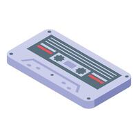Audio cassette tape lying isometrically representing old technology vector