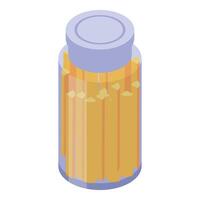 Glass jar is containing breadsticks for appetizer vector