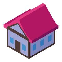 Pink roof house presenting modern architectural design in isometric view vector